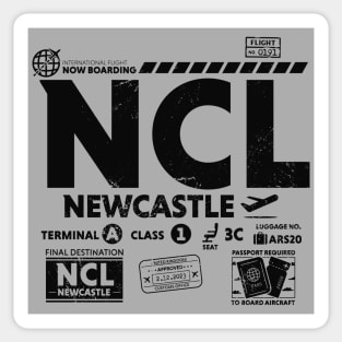 Vintage Newcastle NCL Airport Code Travel Day Retro Travel Tag UK A Sticker